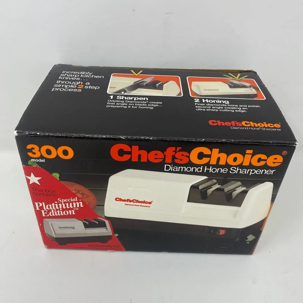 Vtg 90's Chef's Choice Knife Sharpener Diamond Hone 300 Platinum Made in USA